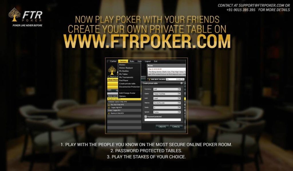 Register with FTR poker
